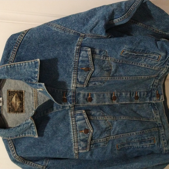 Vintage Haleman The Silver Lining Aspen Embroidered Denim Trucker Jacket - Picture 3 of 6